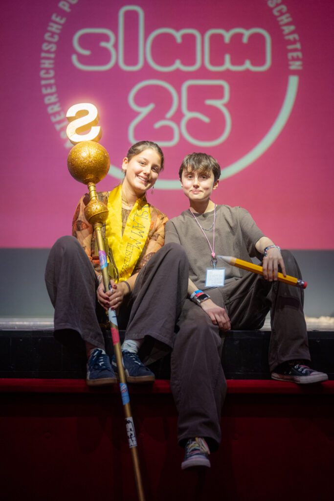 Lia Hartl und Jojo Fischler, die Meister*innen im Einzelbewerb und U20-Bewerb des Ö-Slam 25, (c) Fettinger Fotografie